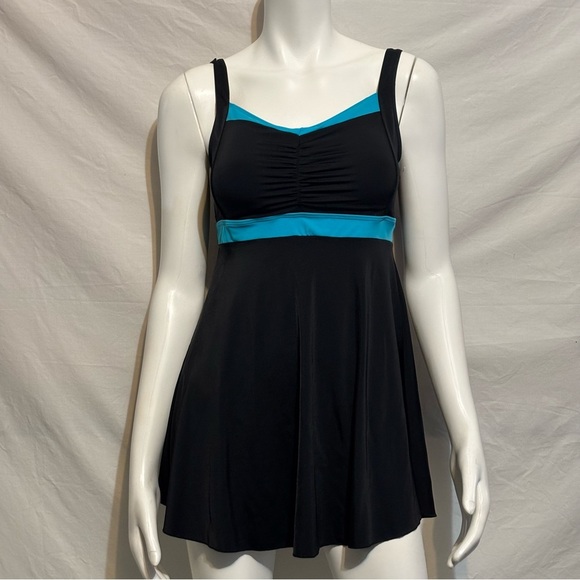 Septangle Vtg. One Piece Swimdress Slimming Tummy Control Shaping Swimsuit - Picture 1 of 8